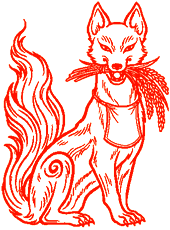 白狐吽形B(稲穂)